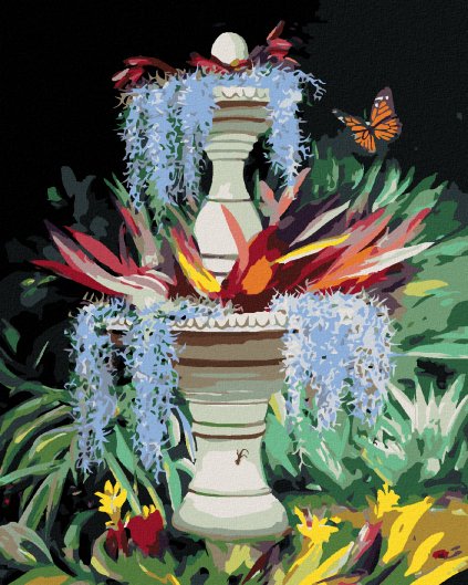 Haft diamentowy - FONTANNA, KWIATY I MOTYL (D. RUSTY RUST)