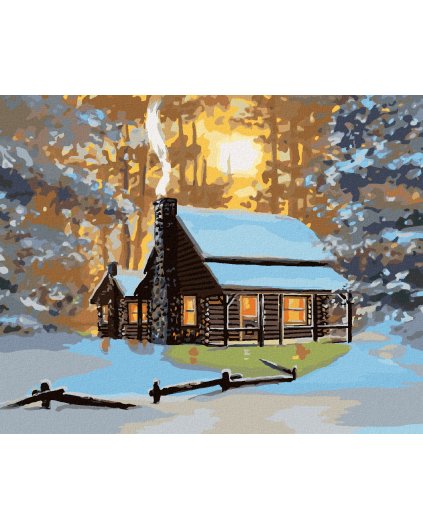 Haft diamentowy - CHATA ZIMĄ I ZACHÓD SŁOŃCA (D. RUSTY RUST)