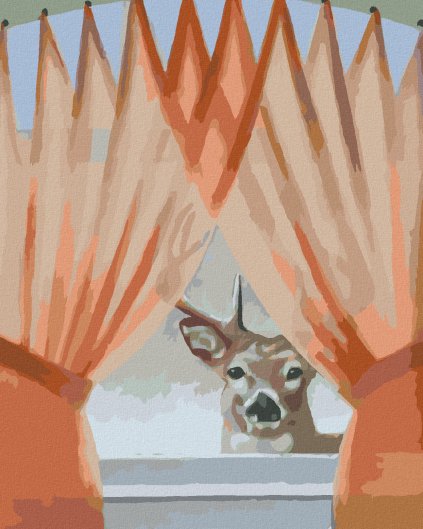 Haft diamentowy - JELEŃ ZA OKNEM (D. RUSTY RUST)