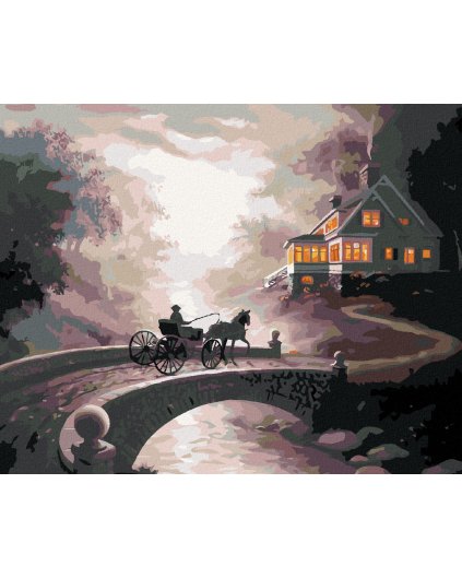 Haft diamentowy - POWÓZ KONNY PRZY DOMU (D. RUSTY RUST)