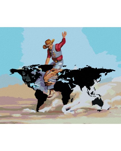 Haft diamentowy - KOWBOJ I BYK JAKO MAPA ŚWIATA (D. RUSTY RUST)