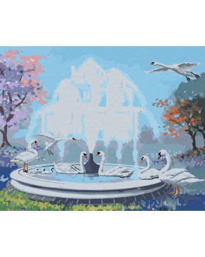Haft diamentowy - ŁABĘDZIE I FONTANNA (D. RUSTY RUST)