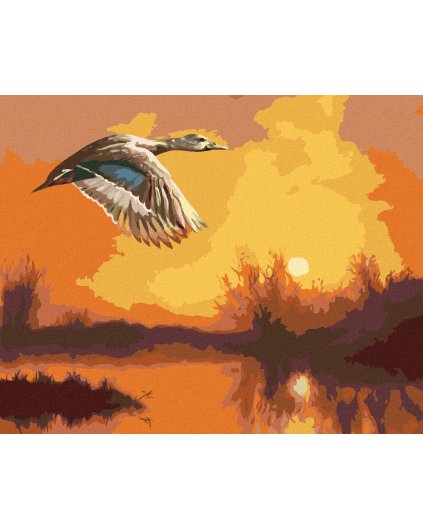 Haft diamentowy - KACZKA W LOCIE I WSCHÓD ZACHÓD SŁOŃCA (D. RUSTY RUST)