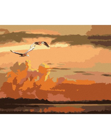 Haft diamentowy - KACZKI W LOCIE I ZACHÓD SŁOŃCA (D. RUSTY RUST)