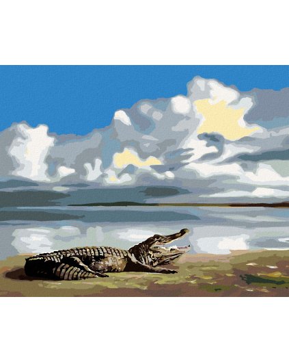Haft diamentowy - LEŻĄCY ALIGATOR I NIEBO (D. RUSTY RUST)