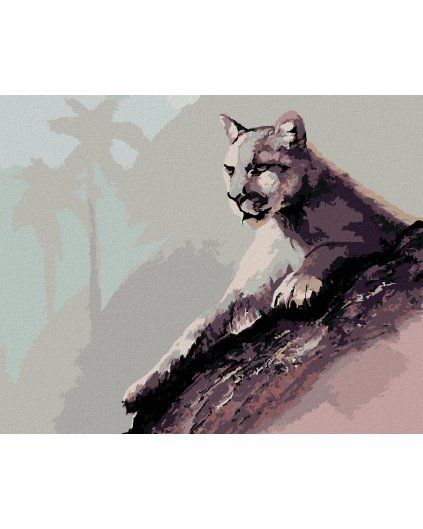 Haft diamentowy - LEŻĄCA PUMA (D. RUSTY RUST) (Wariant płótno bez ramy, Rozmiar 40x50 cm)