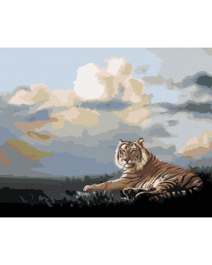 Haft diamentowy - LEŻĄCY TYGRYS I CHMURY (D. RUSTY RUST)