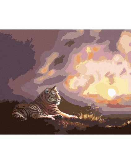 Haft diamentowy - LEŻĄCY TYGRYS I ZACHÓD SŁOŃCA (D. RUSTY RUST)