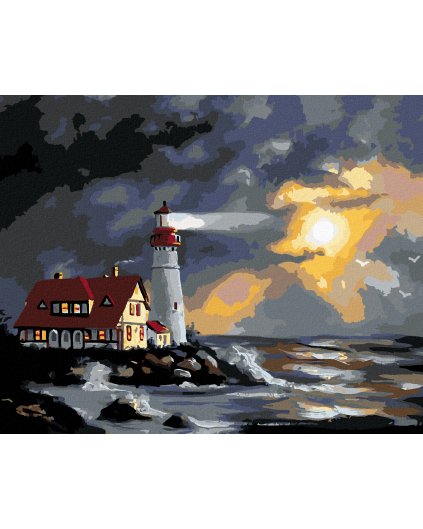 Haft diamentowy - LATARNIA MORSKA I SŁOŃCE PRZESŁONIĘTE CHMURAMI (D. RUSTY RUST)