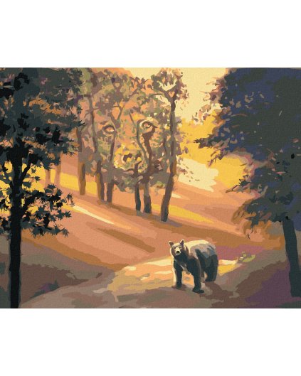 Haft diamentowy - NIEDŹWIEDŹ W LESIE I ZACHÓD SŁOŃCA (D. RUSTY RUST)