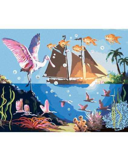 Haft diamentowy - MORZE, PTAKI, RYBY, ŁÓDŹ I ZACHÓD SŁOŃCA (D. RUSTY RUST)