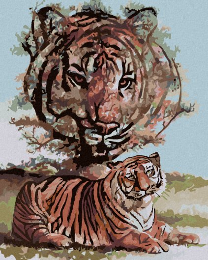 Haft diamentowy - TYGRYS I DRZEWO (D. RUSTY RUST)