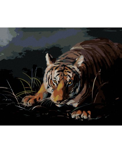 Haft diamentowy - TYGRYS CZAJĄCY SIĘ W CIEMNOŚCI (D. RUSTY RUST)