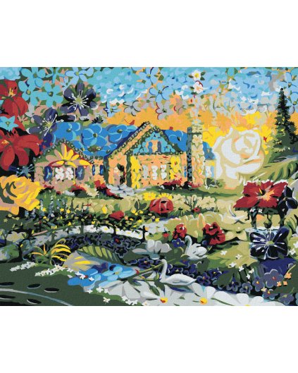 Haft diamentowy - MOZAIKOWY DOMEK I ZACHÓD SŁOŃCA (D. RUSTY RUST)