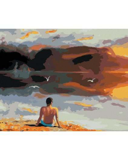 Haft diamentowy - CZŁOWIEK I ZACHÓD SŁOŃCA NAD WODĄ (D. RUSTY RUST)