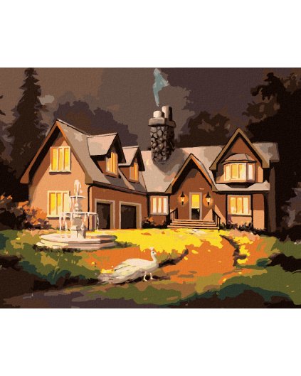 Haft diamentowy - PAW I DOM Z FONTANNĄ (D. RUSTY RUST)