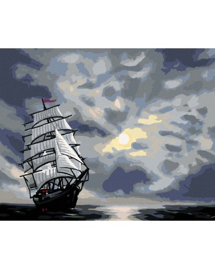 Haft diamentowy - ŻAGLÓWKA PŁYNĄCA PO MORZU PO ZMIERZCHU (D. RUSTY RUST)