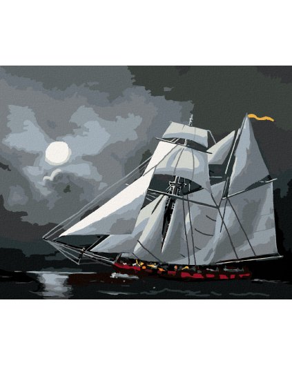 Haft diamentowy - ŻAGLOWIEC POD KSIĘŻYCEM W PEŁNI (D. RUSTY RUST)