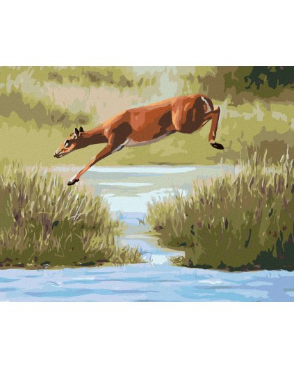 Haft diamentowy - SARNA SKACZĄCA PRZEZ WODĘ (D. RUSTY RUST)