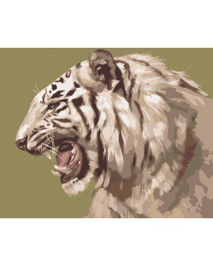 Haft diamentowy - PORTRET RYCZĄCEGO BIAŁEGO TYGRYSA (D. RUSTY RUST)