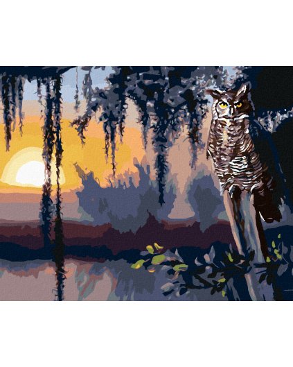 Haft diamentowy - SOWA I ZACHÓD SŁOŃCA (D. RUSTY RUST)