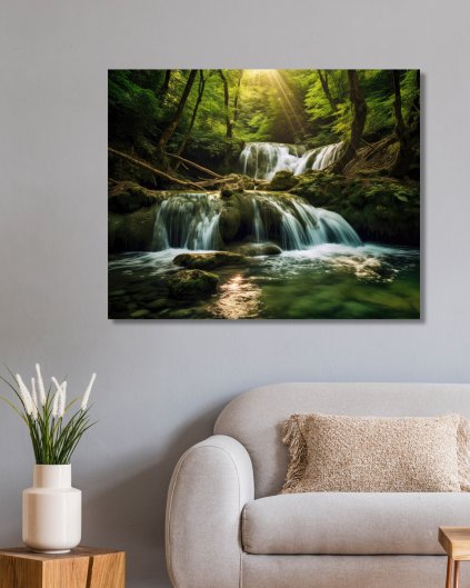 Obrazki na ścianę - Wodospad w lesie