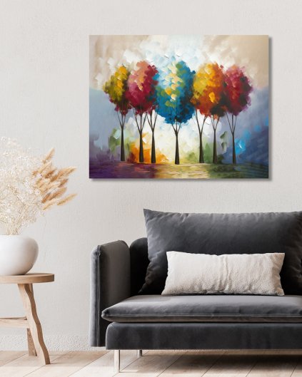 Obrazki na ścianę - Kolorowe drzewa impresjonizm