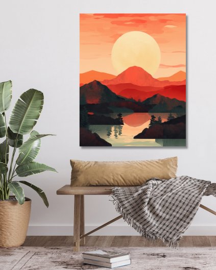 Obrazki na ścianę - Słońce nad górami w kolorach