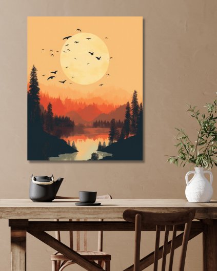 Obrazki na ścianę - Latające ptaki w świetle księżyca