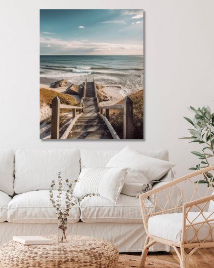Obrazki na ścianę - Drewniane schody prowadzące na plażę