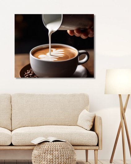 Obrazki na ścianę - Filiżanka kawy z mlekiem
