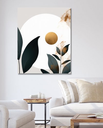 Obrazki na ścianę - Abstrakcja - słońce między liśćmi