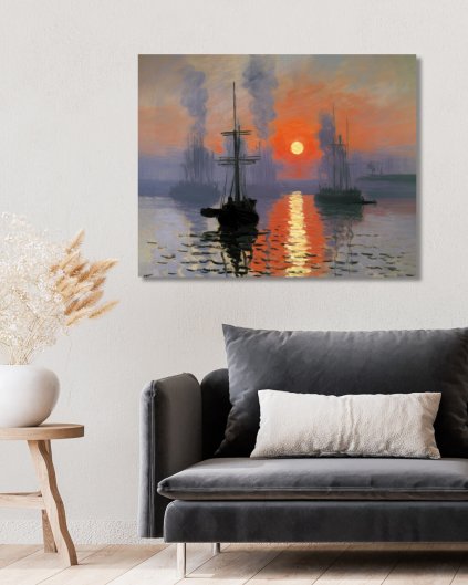 Obrazki na ścianę - Statki na morzu o zachodzie słońca