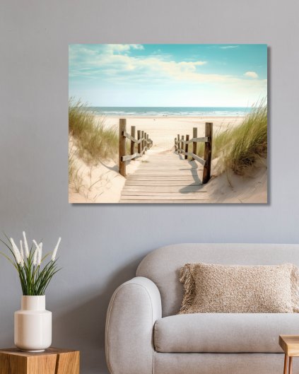 Obrazki na ścianę - Drewniana ścieżka prowadząca na plażę