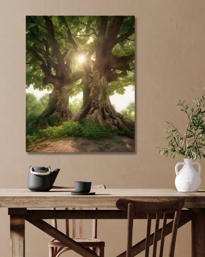 Obrazki na ścianę - Słońce między koronami drzew