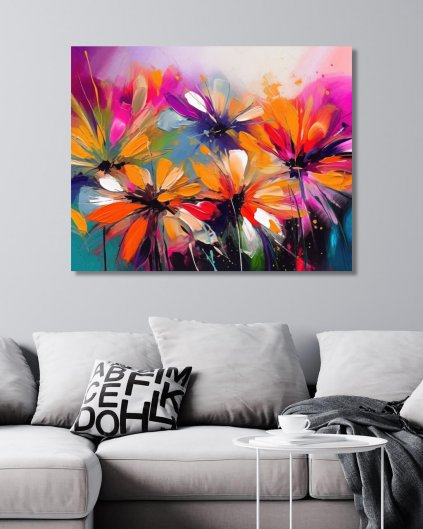 Obrazki na ścianę - Abstrakcja - Kolorowe kwiaty