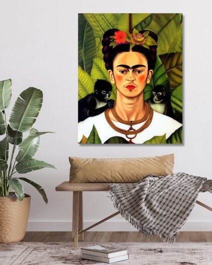 Obrazki na ścianę - Frida Kahlo z małpami