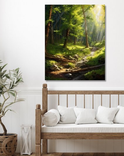 Obrazki na ścianę - Słońce w lesie 1