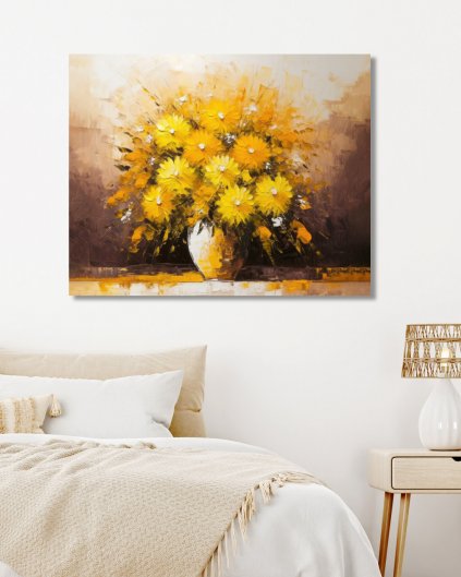 Obrazki na ścianę - Żółte kwiaty z białym środkiem
