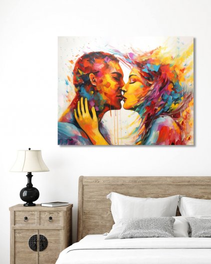 Obrazki na ścianę - Abstrakcja - kolorowy pocałunek