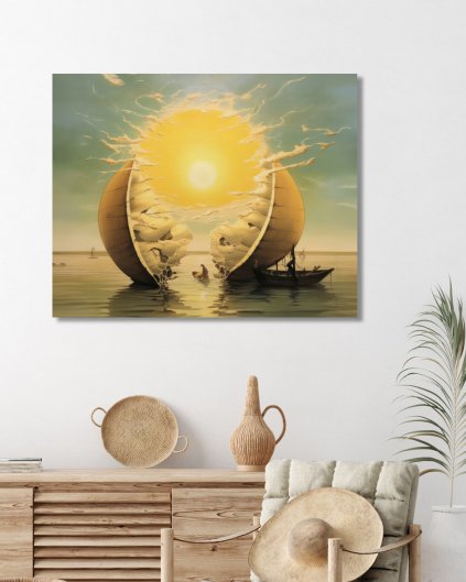 Obrazki na ścianę - Abstrakcja - Słońce nad jeziorem