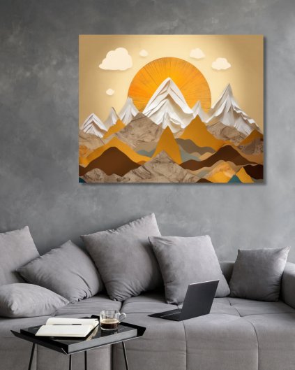Obrazki na ścianę - Abstrakcja - góry o wschodzie słońca