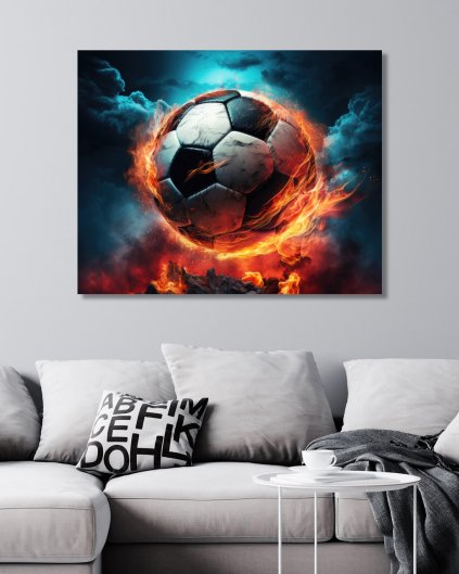 Obrazki na ścianę - Piłka nożna w ogniu