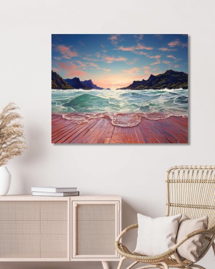 Obrazki na ścianę - Drewniany brzeg nad wodą