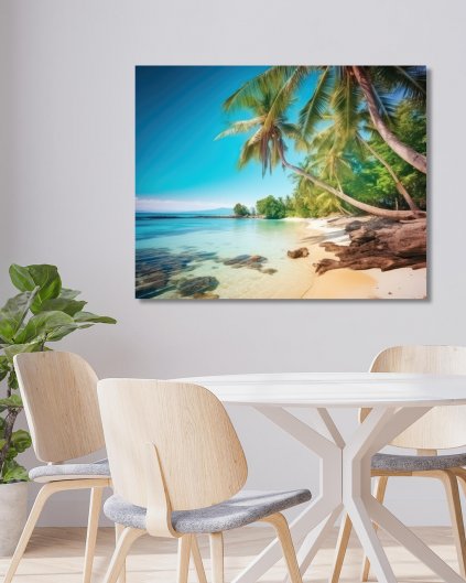 Obrazki na ścianę - Plaża palmowa nad morzem