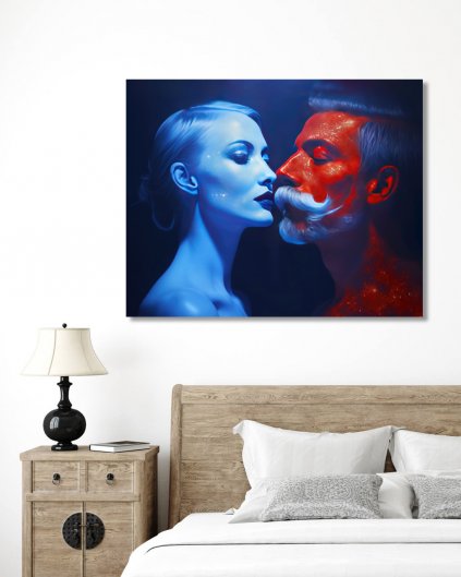 Obrazki na ścianę - Kobieta z mężczyzną z wąsami