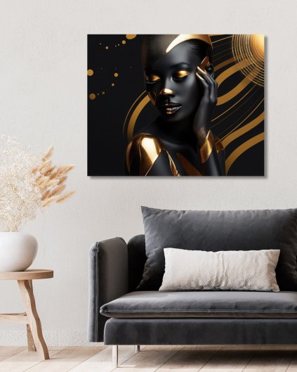 Obrazki na ścianę - Afrykańska kobieta w złocie