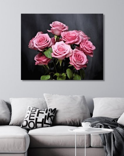 Obrazki na ścianę - Bukiet różowych róż