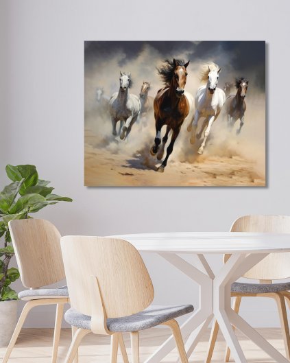 Obrazki na ścianę - Stado biegnących koni