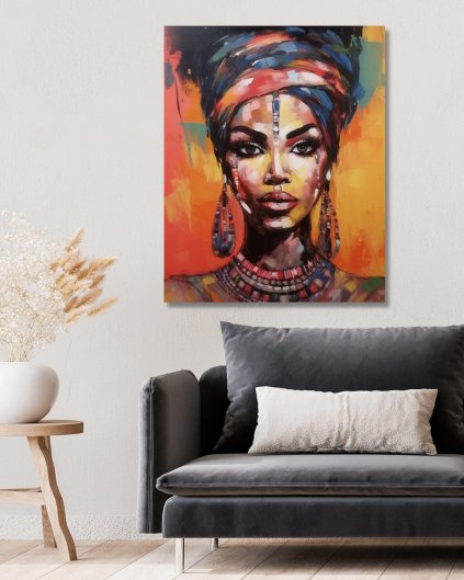 Obrazki na ścianę - Ozdobiona afrykańska kobieta